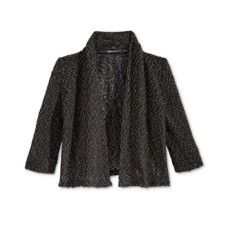 Sequin Hearts Knit Cardigan, Big Girls 7-16 Years (Black/Gold, Large)
