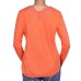  Luxe Knit Sleep Long Sleeve with Round Neckline with a V Lace Trim Back Top (Orange Peel, XL)
