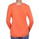  Luxe Knit Sleep Long Sleeve with Round Neckline with a V Lace Trim Back Top (Orange Peel, XL)
