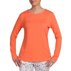 Sesoire Luxe Knit Sleep Long Sleeve with Round Neckline with a V Lace Trim Back Top (Orange Peel, XL)