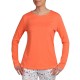  Luxe Knit Sleep Long Sleeve with Round Neckline with a V Lace Trim Back Top (Orange Peel, XL)