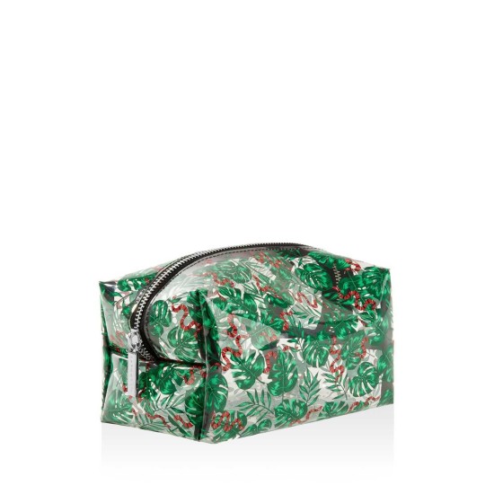  Snake & Palm Print Cosmetics Bag (Multi/Green)