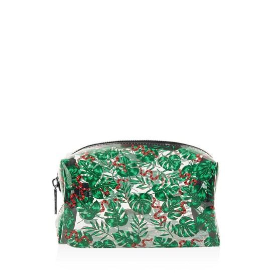  Snake & Palm Print Cosmetics Bag (Multi/Green)