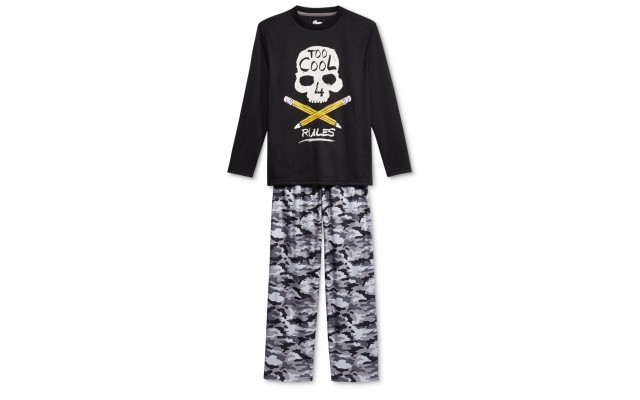  2-Pc. Skulls & Camo Halloween Pajama Set, Little Boys