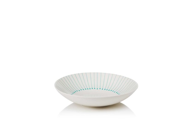 Sparrow & Wren Striped Bowl, Aqua 8,5″