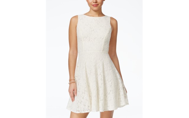  Juniors Lace Dress (White, 13)