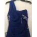  Juniors’ One-Shoulder Embellished Flare Dress (Blue, 13)