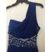  Juniors’ One-Shoulder Embellished Flare Dress (Blue, 13)