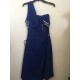  Juniors’ One-Shoulder Embellished Flare Dress (Blue, 13)