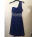  Juniors’ One-Shoulder Embellished Flare Dress (Blue, 13)
