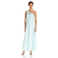 Speechless Juniors One Shoulder Illusion Long Prom Dress, Light Aqua, 13