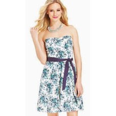 Speechless Juniors Strapless Floral-print Creamblue, Size 0