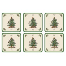 Spode Christmas Tree Hardback Coasters, Set of 6