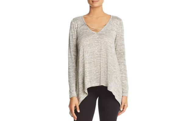  Chain V-Neck Top (Gray, M)