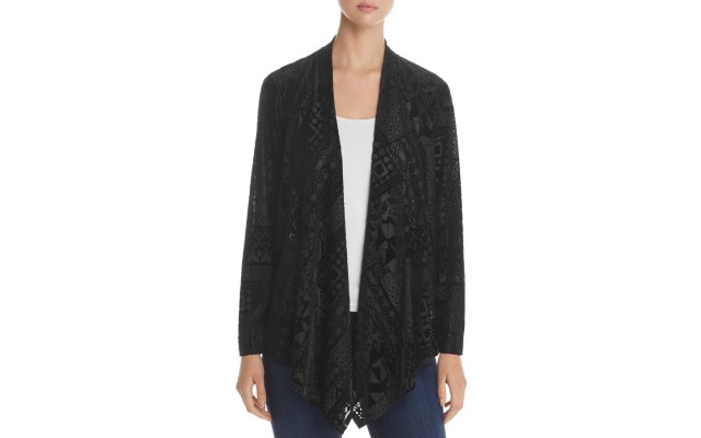  Geo Velvet Burnout Cardigan (Black, S)