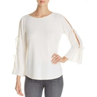 Status by Chenault Split Tie Sleeve Top (Natural, S)