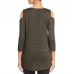  Women's Metallic Cold Shoulder Blouse Pullover Shirt Tops