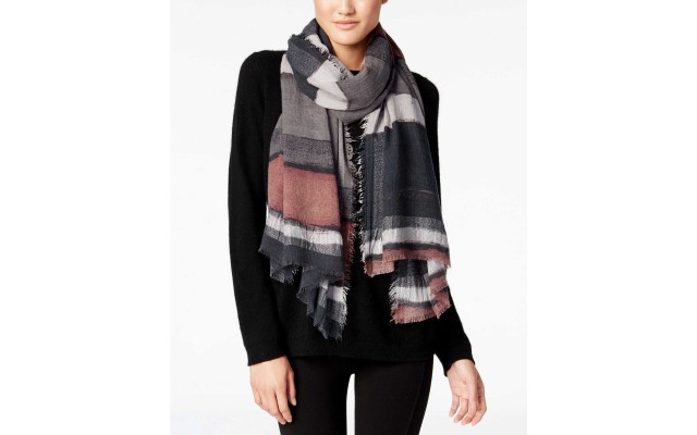  Brushstroke Wrap & Scarf  (Grey, One Size)
