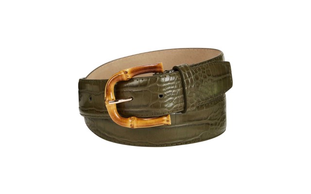  Croc-Embossed Faux Leather Belt