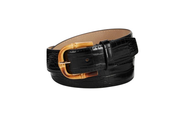  Croc-Embossed Faux Leather Belt