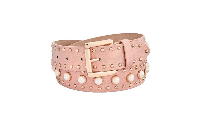  Imitation Pearl Studded Belt (Blush, XL)