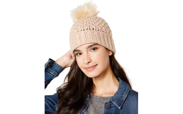  Lurex Boyfriend Beanie (Medium Pink, One Size)