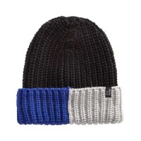 Steve Madden Men’s Colorblocked Ribbed Beanie (Black)