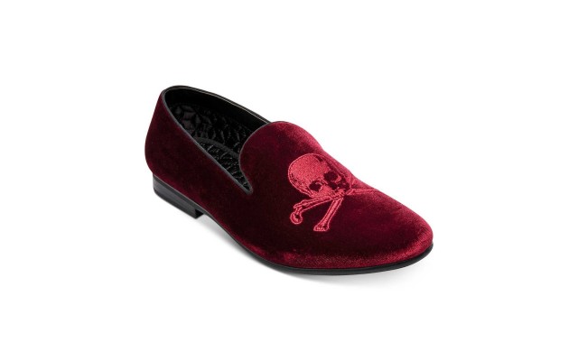  Men’s Cranium Velvet Smoking Slippers (Burgundy, 8.5)