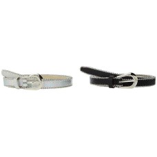 Steve Madden Metallic 2-For-1 Women’s Belts (Silver/Black, XL)