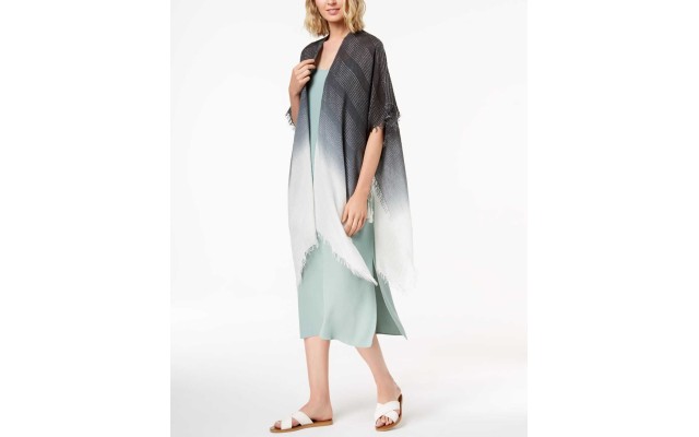  Ombre Metallic-Stripe Boho Wrap & Cover-Up (Black, One Size)