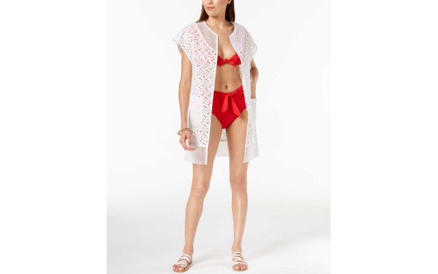  Out-Of-Town Mesh Kimono & Cover-Up	(White, One Size)