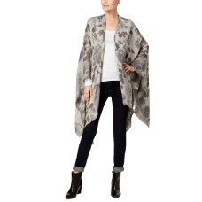 Steve Madden Reversible Blushed Roses Cape Scarf (White)