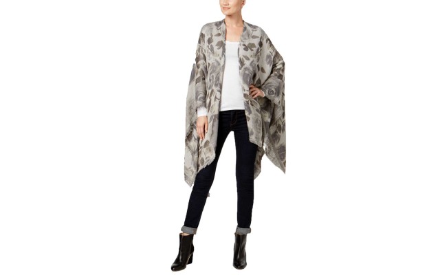  Reversible Blushed Roses Cape Scarf (White)