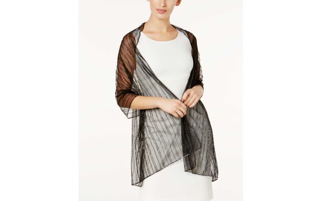  Stripe It Rich Evening Wrap (One Size, Black)