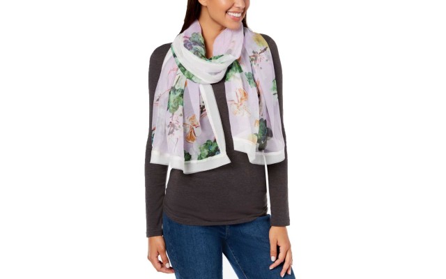  Summer Clover Oversized Chiffon Scarf (Lilac, One Size)