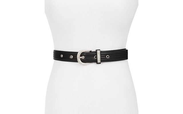  Trapunto Stitch Belt, Black, XL