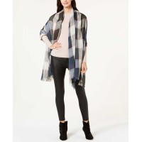 Steve Madden Women's Check Made Plaid Travel Scarf & Wraps, Navy