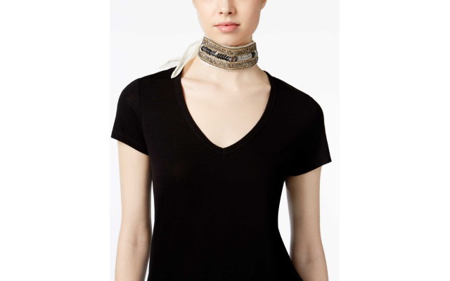  Women’s Choker With Sequins And Beads Solid Bandanas