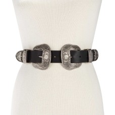 Steve Madden Women's Double-Buckle Western Belt