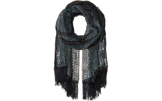 Steve Madden Women’s Fancy Fringe Woven Day Wrap, Blue, One Size
