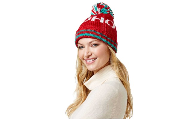  Women's ‘Ho Ho’ Holiday Pom Pom Beanies, Red
