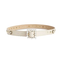 Steve Madden Women's Imitation-Pearl Embellished Belt