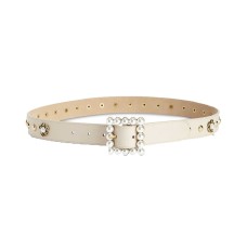 Steve Madden Women's Imitation-Pearl Embellished Belt