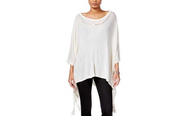 Steve Madden Womens Knit Tassels Poncho Sweater