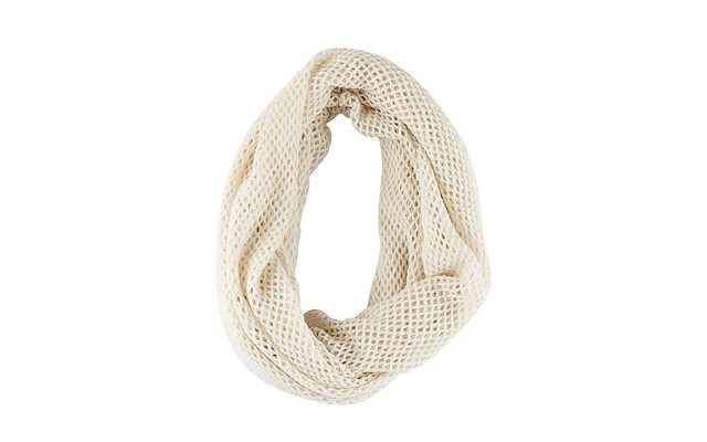 Steve Madden Women’s Mini Fishnet Metallic Infinity Scarf (One Size, Ivory)