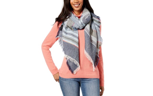  Women's Sparkle Striped Travel Wrap & Scarves, Navy