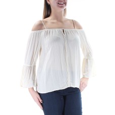 Stoosh Juniors’ Off-Shoulder Peasant Blouses (White, Large)