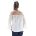  Juniors’ Off-Shoulder Peasant Blouses (White, Large)