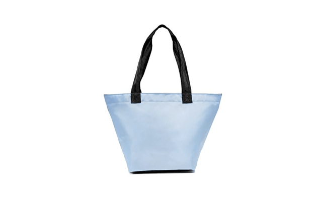  Women's Medium Two-Tone Nylon Tote Handbags, Light Blue/Black