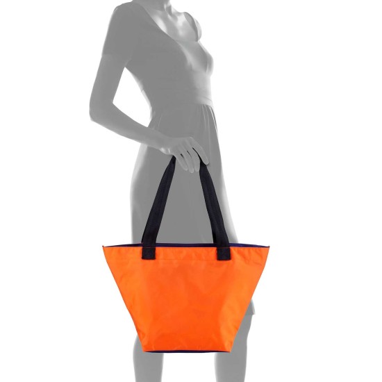 Women's Medium Two-Tone Nylon Tote Handbags, Dark Orange